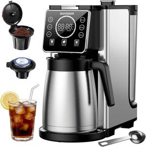 lot 20758 image: SHARDOR Programmable 5 Cup Drip Coffee Maker, Single Serve Hot & Iced Coffee Machine for K Cup & Grounds, 95oz Removable Reservoir, 6 24oz Brew Size, Strong Brew, Stainless Steel Thermal Carafe, Black