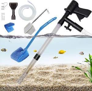 lot 20772 image: Carefree Fish Aquarium Gravel Cleaner 1530In with 6Ft Water Hose Fish Tank Water Changer Sand Vacuum with Skimmer Net and Long Handle Sponge Brush Algae Scraper