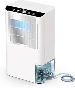 lot 20773 image: Dehumidifiers for Home, 2000 Sq.Ft Small Dehumidifier with 3.3ft Drain Hose, 2.5L Tank, Timer Sleep Mode, Portable Dehumidifier for Basement, Bedroom, Bathroom (Pearl White)