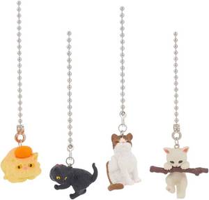 lot 20996 image: 4pcs Cat Ceiling Fan Pull Chain 4 Styles Cute Cat Fan Pull Chain Pendant Extension 13.7 Inches Lighting Fan Danglers Pulls Chain Extender Ornaments with Connector for Ceiling Light Fan Lamp