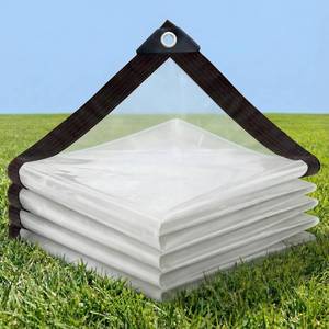 lot 20999 image: Clear Tarp 6x12ft Heavy Duty   8 Mil Vinyl Waterproof, UV & Tear Resistant with Rust-Proof Grommets for Chicken Coop, Greenhouse, Patio & Porch Enclosure