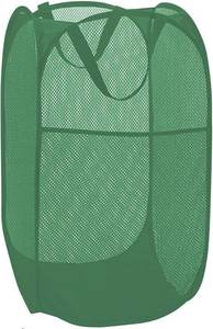 lot 21001 image: BATTOO Deluxe Strong Mesh Pop up Laundry Hamper Basket with Side Pocket for Laundry Room, Bathroom, Kids Room, College Dorm or Travel Green