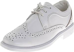 lot 21002 image: Josmo Boys Classic Comfort Oxford Shoe - Wing Tip Formal Dress Shoes lace up (Colors BlackBrownWhite) (Size 5)