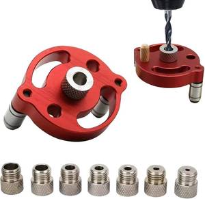 lot 21008 image: Drill Guide Locator, Vertical Self Centering Dowel Jig Kit 345678910mm Drill Bushings, Woodworking Straight Hole Puncher Dowel Jig Positioner Locator Hand Dril-l Tool(COLORRed)