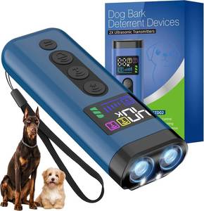 lot 21014 image: Dog Bark Deterrent Device, 65 FT Range,3X Ultrasonic Bark Deterrent Device & Ultrasonic Dog Trainer - Anti-Barking Device with Color Display, Safe & Effective Alternative to Bark Collars -Blue