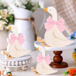 lot 21016 image: Lineshading 3 Pcs Silly Goose Birthday Party Decoration Pink Bow Wooden Silly Goose Baby Shower Decor Funny Table Centerpiece Gift for Party Favor Desk Tiered Tray, 5.94.73.9 Inch