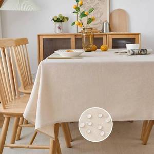 lot 21019 image: NLMUVW Square Linen Tablecloth Textured Table Cloth Water Resistant Farmhouse Burlap Rustic Table Cover for Kitchen Dining Caf , Champagne, 48 x 48 Inch