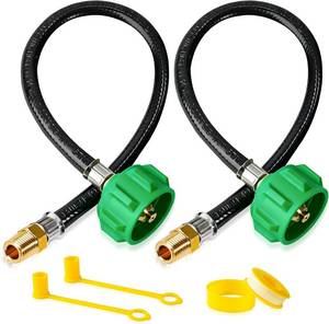 lot 21024 image: 2-Pack 15 RV Propane Hose,14 Male NPT & QCC1Type1 Fittings,Propane Hose-Camper for RV Two-Stage Regulator-Dual LP Tank,Propane Tank Hose for BBQ,Outdoor Cooking,Camping,350PSI.CSA Certified