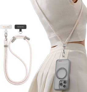 lot 21027 image: TORRAS Phone Lanyard Crossbody with 2 Phone Tabs, Adjustable Anti Theft Strap for All Cellphone, Premium Metal Buckles, Skin-Friendly, Universal Cellphone Neck lanyard for Travel Essentials, Beige