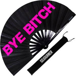 lot 21054 image: SoJourner Bags Bye Btch Rave Fan - Large Folding Clack Fan for Men and Women - Rave Accessories for EDM, Line Dancing, Cosplay, Concerts and More