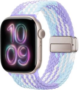 lot 21066 image: Braided Stretchy Band Compatible with Apple Watch Bands 38mm 40mm 41mm 42mm 44mm 45mm 46mm 49mm Women Men, Soft Nylon Solo Loop Magnetic Sport Strap for iWatch Series 11 10 9 8 7 6 5 4 3 2 1 SE Ultra