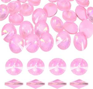 lot 21067 image: MECCANIXITY 40 Pcs Pointed Back Rhinestones, 12mm Round Faceted Crystal Rivoli Rhinestone, Glass Cabochon Cubic Zirconia Stone Gemstone for DIY Jewelry Making Embellishment, Pink