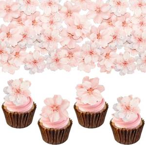 lot 21068 image: Gyufise 54Pcs Edible Cherry Blossoms Cake Decorations Edible Cherry Blossoms Cupcake Toppers Wafer Paper Flowers Cake Toppers for Baby Shower Kids Birthday Party Cake Food Decorations Supplies Pink