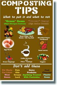 lot 21071 image: Composting Tips - NEW Health Think Green Self Help POSTER