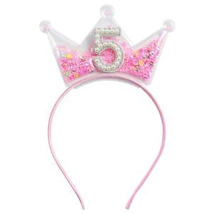 lot 21076 image: Fancheer Birthday Crown Headband for Toddler Girls 2 3 4 5 6 7 8 Years Princess Tiara Pink Hair Accessories for Five 5th Birthday