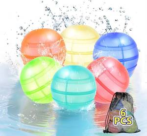 lot 21085 image: 6 PCS Reusable Water Balloons for Kids Refillable Silicone Water Balloons Quick Fill Self Sealing Water Balls Toys Splash Ball Water Bomb Outdoor Summer Beach Pool Toys Games for Kids Adults Teens