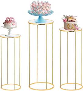 lot 20574 image: Bonastella Cylinder Stands for Party, 3PCS Cylinder Pedestal Stand, Cilindros Para Fiestas Cake Table Stand for Parties Metal Plant Stand Cylinder Tables for Parties Round Cylinder Stands for Party
