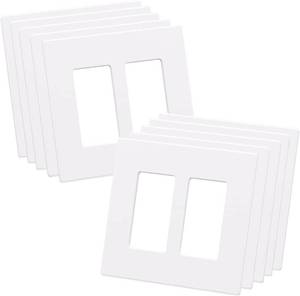 lot 20580 image: AIDA 2-Gang Midsize Screwless Decorative Light Switch Cover Plates, Decorative Wall Plates - Matte White, 10-Pack Unbreakable Thermoplastic Switch Plates, UL Listed, 4.8 H x 4.94 L