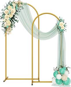 lot 20589 image: Metal Arch Backdrop Stand 2 Set (6FT5FT), Gold Wedding Arch Frame, Balloon Arch Stand for Wedding, Baby Shower, Birthday, Ceremony, Party Decor