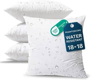 lot 20592 image: Phantoscope 18 x 18 Pillow Inserts - Pack of 4 Outdoor Water Resistant Throw Pillow Inserts Hypoallergenic Square Decorative Couch Sham Cushion Stuffer - 18 Inches