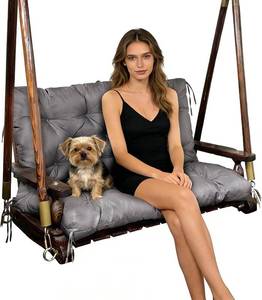 lot 20937 image: Porch Swing Replacement Cushions 2-3 Seater Outdoor Waterproof Swing Cushions with Ties - Thick Swing Cushion with Backrest for Garden Patio Furniture Loveseat