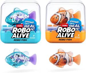 lot 20947 image: Robo Alive Robo Fish Robotic Swimming Fish (Teal  Orange) by ZURU Water Activated, Changes Color, Comes with Batteries, Amazon Exclusive (2 Pack) Series 3
