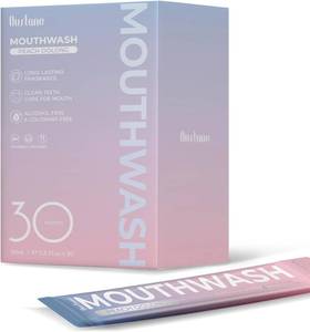 lot 21110 image: Mouthwash Travel Size, Alcohol-Free Fresh Peach Oolong Mouthwash Strips, Long-Lasting Freshness, Disposable Packs (Pack of 30)