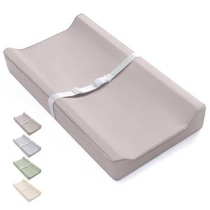lot 21129 image: Blissful Diary Vegan Leather Baby Changing Pad with Waterproof & Wipe-Clean PU Cover, Standard Size Cozy Diaper Changing Pad for Dresser and Table, Taupe