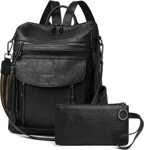 lot 21130 image: Shrrie Backpack Purse for Women Fashion Leather Backpack Purse Designer Travel Backpack Convertible Shoulder Bag with Wristlet