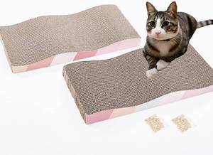 lot 21133 image: SIDAZON Cat Scratching Board cat Scratcher Cat Scratch Pad Cardboard cat scratchers for Indoor Cats Reversible Large Wide Corrugated with Catnip(2pcs)