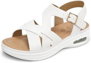 lot 21137 image: mysoft Womens Walking Sandals Comfortable Air Cushioned Support Ankle Strap Dress Sandals Size 9