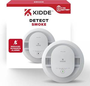 lot 21142 image: Kidde Smoke Detector, AA Battery Powered LED Status Lights, 85 dB Alarm, 5-inches, 20SDR, 1 Pack