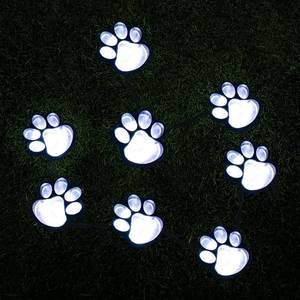 lot 21143 image: 16.8ft Paw Print Solar Lights - Dog Cats Animal Solar String Lights (Set of 8) Outdoor Waterproof, Cat Puppy Animal D cor Walkway Lighting, Gifts for Pet Lovers (Cold White)