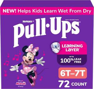 lot 21146 image: Pull-Ups Girls Potty Training Pants, Size 6T-7T Training Underwear (55-75 lbs), 72 Count