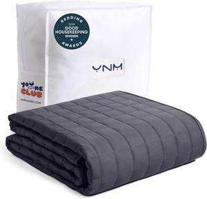 lot 21150 image: YnM 15lbs Weighted Blanket for Adults, Heavy Bed Throw Blanket with Cooling Glass Beads for All Season Use, Ideal for 140lbs (48x72 Inches, TwinFull, Dark Grey)