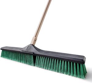 lot 21151 image: Eyliden Heavy Duty Push Broom 24 with 66 Long Handle  Garage Sweeper, Outdoor Stiff Bristles, For Concrete Sidewalk Driveway Yard Patio Deck Warehouse, Sweep Snow