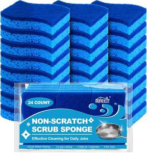 lot 21163 image: HOMEXCEL Sponges Kitchen 24pcs Non-Scratch for Dishes, Blue Scrub Cleaning Sponge for Non-Coated Cookware, Dishes, Pots, Pans, Dual Sided Dish Sponge for Kitchen, Household, Bathroom