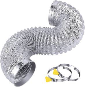 lot 21169 image: Heavy Duty 4Flexible Dryer Vent Exhaust Duct Hose 3 Feet  Tool-Free, for Tight Space, Extra Thick Aluminum Foil HVAC Ducting Kit with 2 Key Hose Clamps