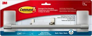 lot 21171 image: Command Hand Towel Bar Satin, 9 Hand Towel Holder, Holds up to 3 lb, Great for Bathroom D cor on the Wall, Inside the Cabinet, or in the Shower COMMAND STRIPS NOT INCLUDED