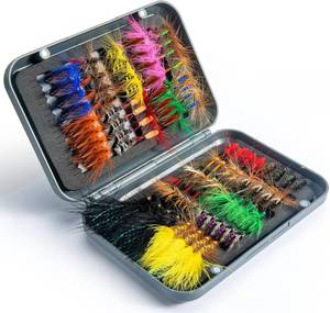 lot 21177 image: 80 pcs YDIUDL 3rd Gen Fly Fishing Flies Kit - Hand-Tied Dry Flies for Trout, Bass, Salmon, Panfish - Delicate Lifelike Shapes, Lures for Freshwater Fly Fishing in Rivers & Lakes