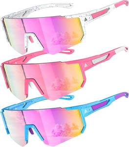lot 21187 image: Kids Sunglasses Youth Baseball Softball Sunglasses for Girls Boys Age 4-14 UV Protection Sports Kids 2 Pack PINK AND BLUE ONLY