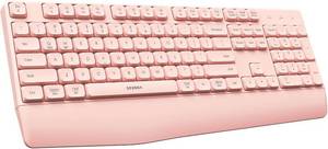 lot 21190 image: seenda Bluetooth Wireless Keyboard, Wireless Ergonomic Keyboard with Wrist Rest, Multi-Device Bluetooth Keyboard with Number Pad, Full-Size Keyboard for LaptopMacBookMacWindows, Pink