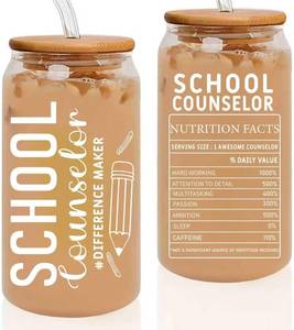 lot 21205 image: School Counselor Gifts, Counselor Appreciation Gift, School Counselor Week gifts, Counselor Gifts for Women Men, School Counselor Office Must Haves Glass Cup 16 OZ