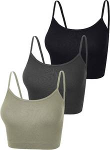 lot 21209 image: Boao 3 Pcs Crop Camisole Top Spaghetti Strap Tank Sleeveless Crop Tank Top for Women Size medium