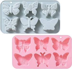 lot 21210 image: 2 PACK 6 Design Butterfly Shaped Silicone Molds, 3D Butterfly Themed Baking Mould Tray DIY Baking Tool for Chocolate Cake Dessert Candy Mousse Pastry Candy Polymer