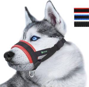 lot 21211 image: Nylon Dog Muzzle for Small,Medium,Large Dogs Prevent from Biting,Barking and Chewing,Adjustable Loop(LRed)