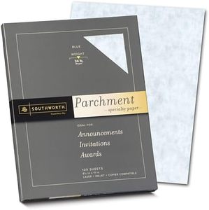 lot 21312 image: Southworth Parchments 8.5-inch x 11-inch Multipurpose Paper, 24 Lbs., 100 Brightness, Blue, 100Box (P964CK)
