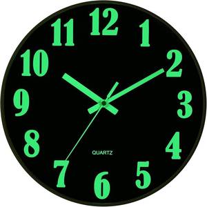 lot 21315 image: JoFomp Glow in The Dark Clock, 8 Inch Modern Silent Non Ticking Wall Clocks Battery Operated, Night Light Wall Clock for Living Room Decor, Wall Clock Decorative for Kitchen Bedroom