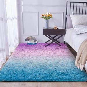 lot 21316 image: A Nice Night Shaggy Fluffy Faux Fur Area Rug, BluePurple Tie Dye Star Glitter Printed,Soft, Luxurious Carpet Rugs for Nursery Rug, Bedroom, Living Room,5x7