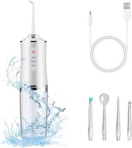 lot 21324 image: Electric Water Flosser Cordless for Teeth 3 Modes 4 Jet Tips Cleaning and Flossing Water Dental Portable Floss Irrigator Oral Water Flossed Rechargeable Tonsil Stone Travel Adults Birthday Gift